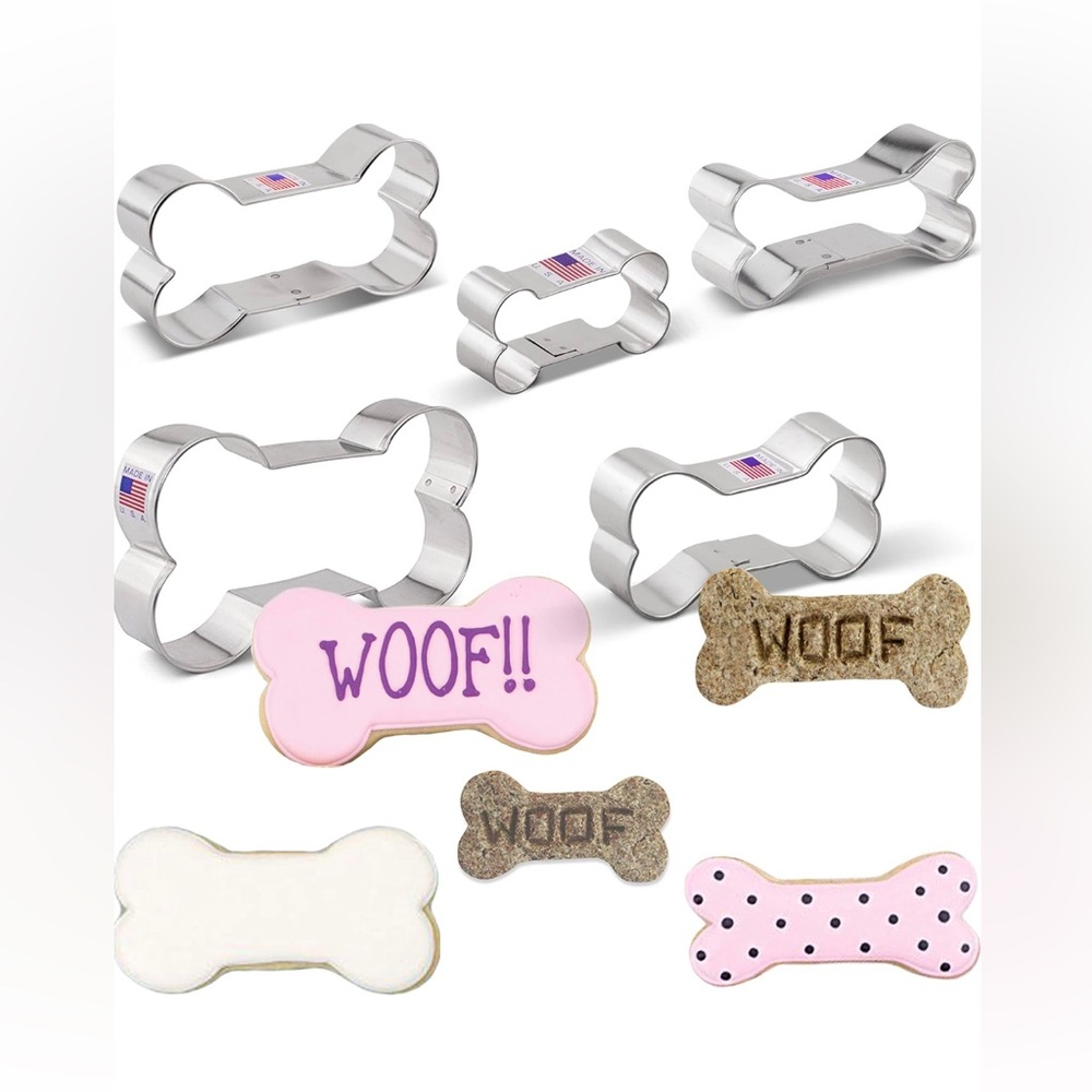 🐶NIB-5-Pc Set of Dog Bone and Biscuit Dog Treat Cookie Cutters by Ann Clark
